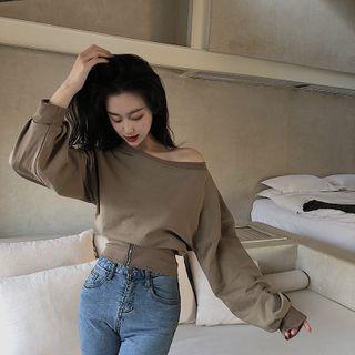 Zip Detail Off-shoulder Sweatshirt