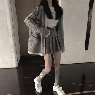 Set Of 2: Knit Cardigan + Skirt