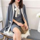 Long-sleeve Knit Cardigan + Tie-neck Knit Dress