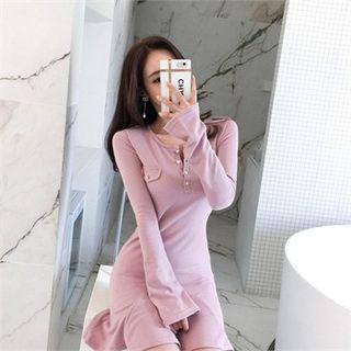 Epaulet Godet-hem Bodycon Dress