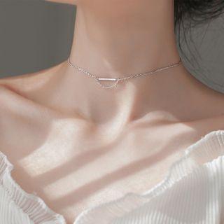 925 Sterling Silver Rhinestone Bar Choker As Shown In Figure - One Size