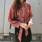 Floral Chiffon Loose-fit Long-sleeve Blouse