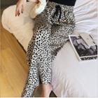 Leopard Wide Leg Pants Black Leopard - White - One Size