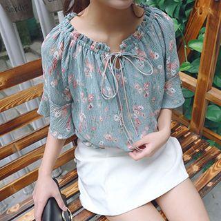 Floral Print Off Shoulder Blouse