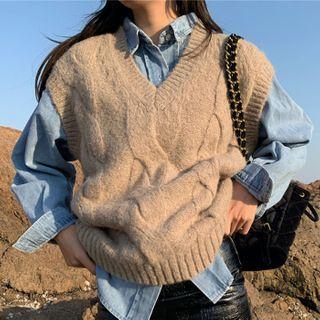 Denim Shirt / Knit Vest / Set