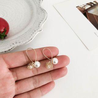 Faux Pearl Alloy Dangle Earring 1 Pair - As Shown In Figure - One Size