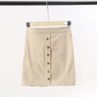 Plain Button Skirt