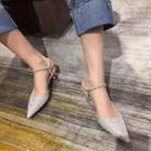 Pointy Glitter Low Heel Sandals