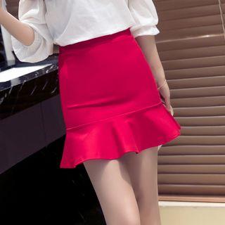 A-line Ruffle Hem Skirt