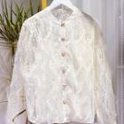 Long-sleeve Button-up Lace Blouse