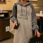 Raglan Sleeve Letter Print Midi Hoodie Dress