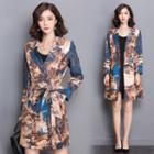 Printed Long Trench Jacket
