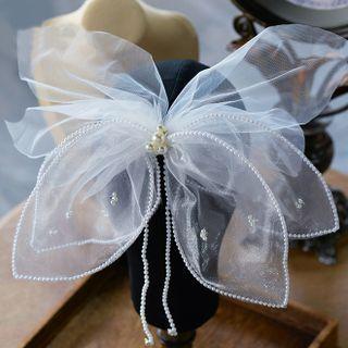 Wedding Bow Mesh Headpiece White - One Size