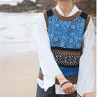 Jacquard Knit Vest Blue - One Size