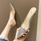 Rhinestone Panel Low Heel Pumps