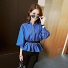 Cutout-back Denim Blouse