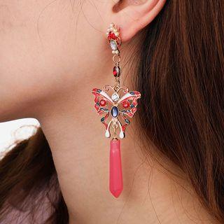 Rhinestone Butterfly Drop Statement Earring 6805 - One Size