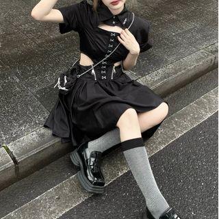 Short Sleeve Collar Cut Out Studded Detail A-line Dress