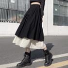 Midi Layered A-line Skirt Black - One Size