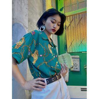 Tiger Print Short-sleeve Blouse