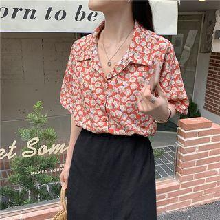 Elbow-sleeve Floral Hawaii Shirt