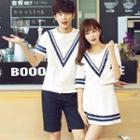 Couple Matching Short-sleeve T-shirt / Set: Short-sleeve Top + A-line Skirt