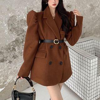 Double-breasted Blazer Jacket - Camel - One Size
