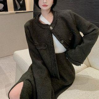 Button Jacket / Midi Pencil Skirt