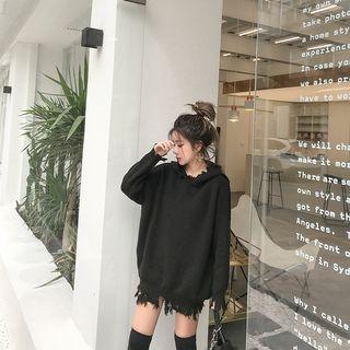 Hooded Ripped Oversized Sweater