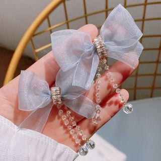 Bow Mesh Faux Crystal Earring