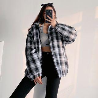 Loose-fit Plaid Coat