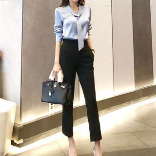 Set: Tie-neck Shirt + Dress Pants
