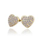 Simple And Romantic Plated Gold Heart Shaped Cubic Zircon Stud Earrings Golden - One Size