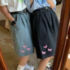 Couple Matching Butterfly Embroidered Denim Shorts