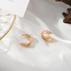 Polished Open Hoop Earring 1 Pair - 925silver Earrings - Gold - One Size