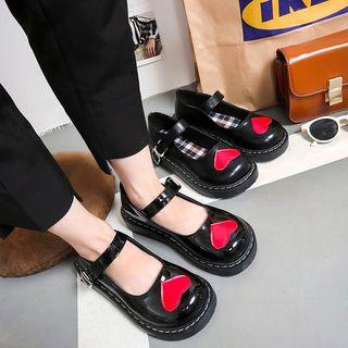 Heart Applique Platform Mary Jane Shoes