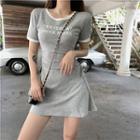 Short-sleeve Lettering Mini A-line Dress