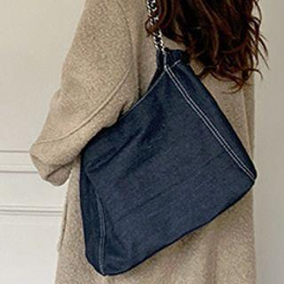 Chain-strap Denim Tote Bag