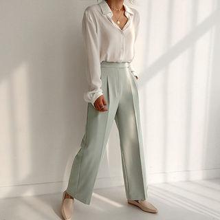 Pastel-color Wide Dress Pants