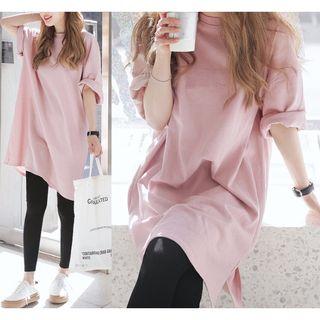 Elbow-sleeve Loose-fit Top
