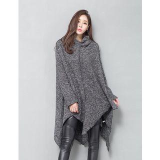 Cowl-neck Rib-knit Dress