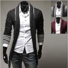 Contrast-trim Shawl-collar Cardigan