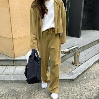 Fleece-lining Drawcord Sweatpants