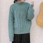 Mock-neck Ribbed Long-sleeve Top