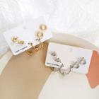 Set Of 3: Alloy Hoop Stud Earring