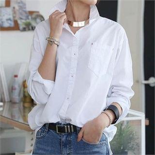 Dip-back Long Cotton Shirt