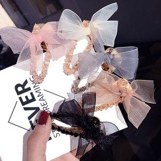 Mesh Bow Faux Crystal Hair Clip