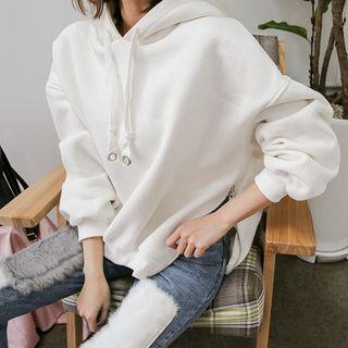 Zip-side Oversized Cotton Hoodie