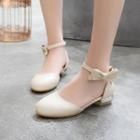 Round Toe Ribbon Ankle Strap Sandals