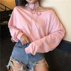 Lace-up Choker Neck Long-sleeve T-shirt